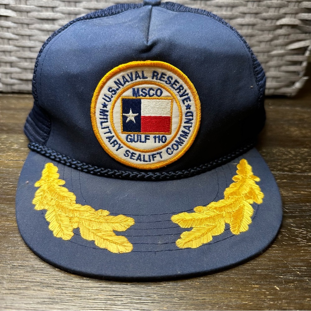 Vintage US naval reserve, military, Sealift command, snapback, trucker, hat back